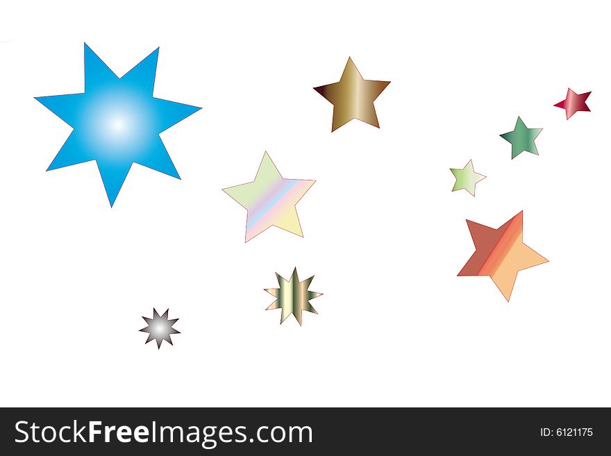 Beautiful stars in different colors and styles