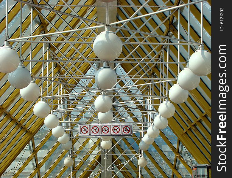 Interior by bridge of Bogdan Khmelnitskiy or the Kiev bridge the steel arch foot bridge