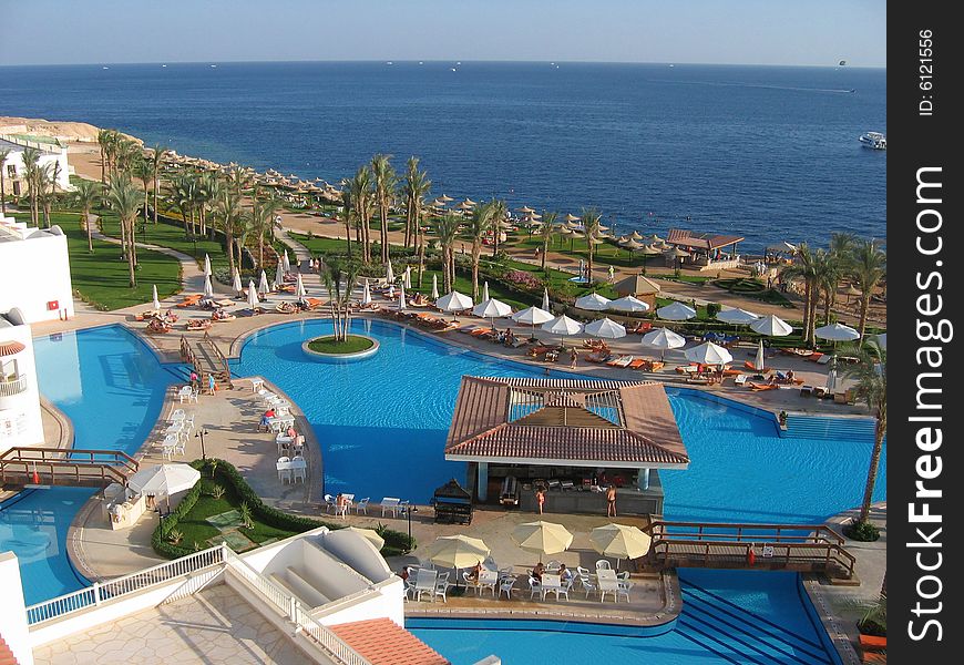 Pool in hotel on coast of Red sea in Egypt. Pool in hotel on coast of Red sea in Egypt