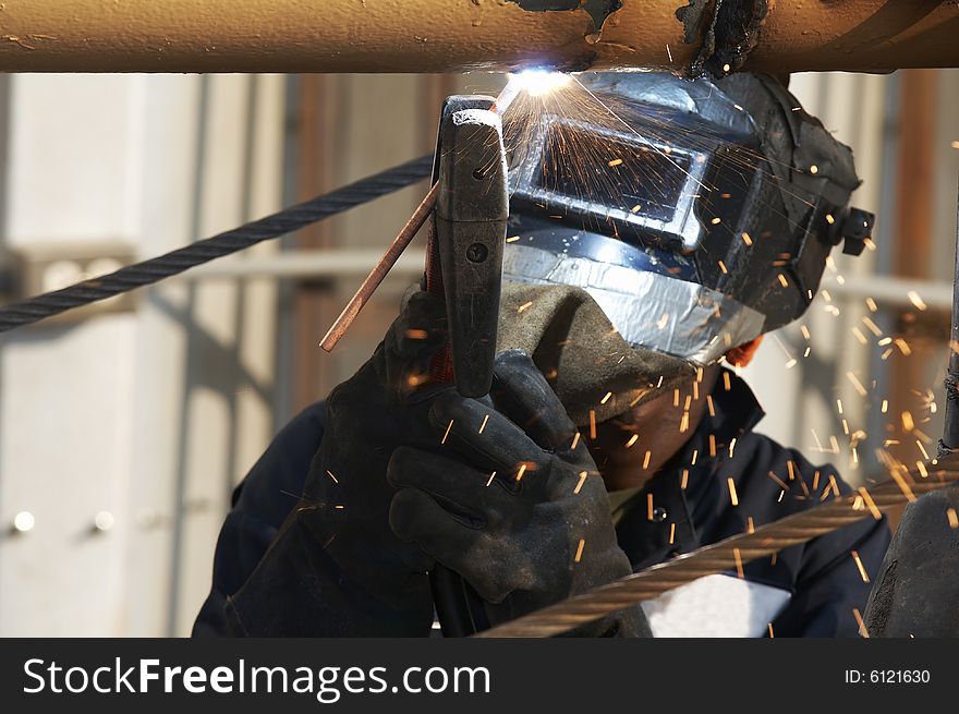 A picture of an arc welder at work
