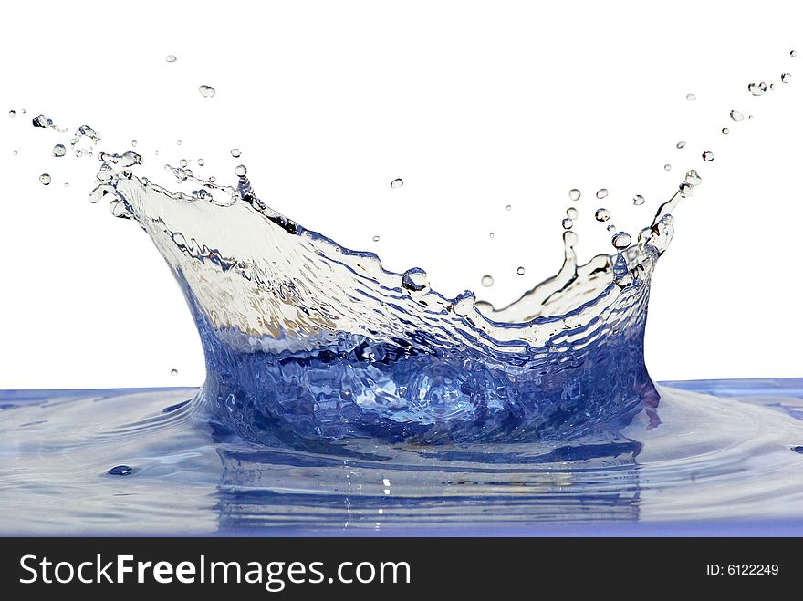 Sparks of blue water on a white background. Sparks of blue water on a white background