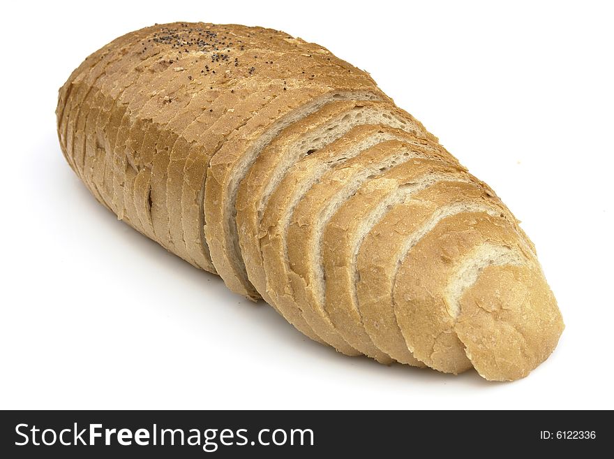 Sliced bread on the white background