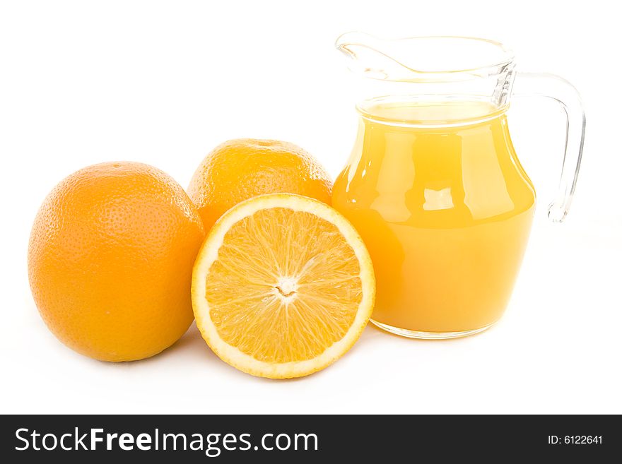 Fresh oranges and orange juice. Fresh oranges and orange juice