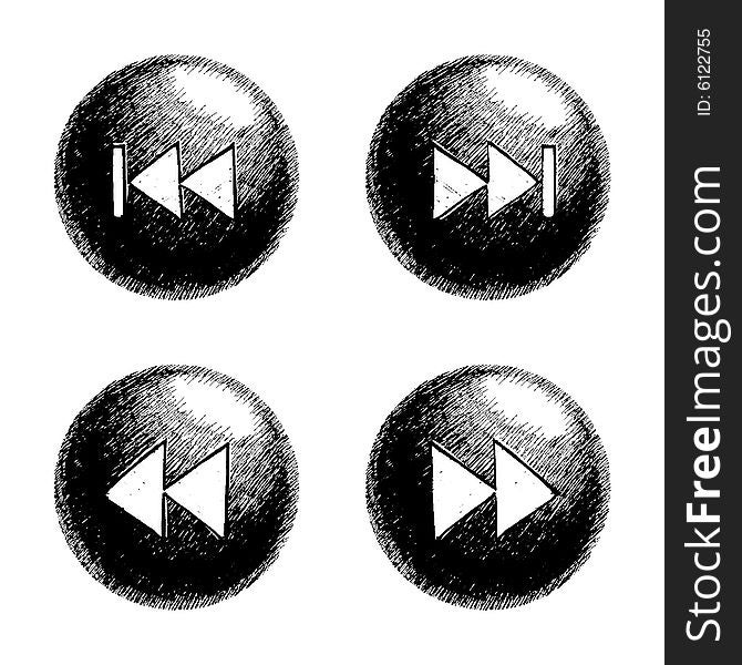 Sketchy style buttons for multimedia interface. Sketchy style buttons for multimedia interface.