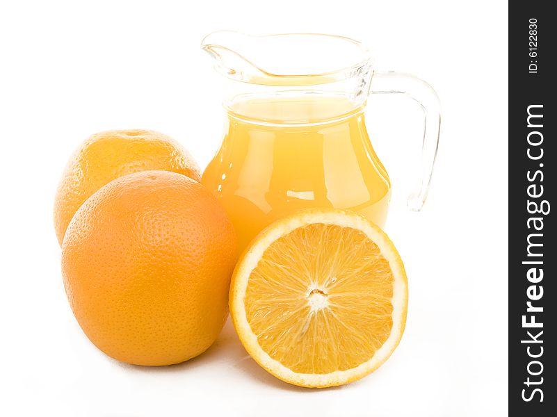 Fresh oranges and orange juice. Fresh oranges and orange juice