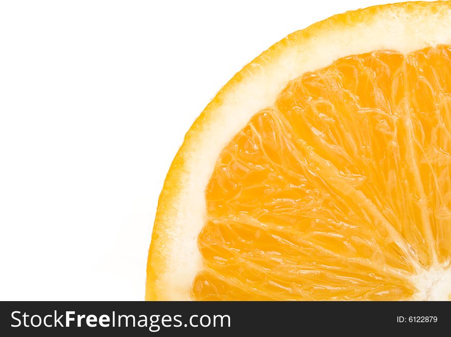 Quarter of orange isolated on white background