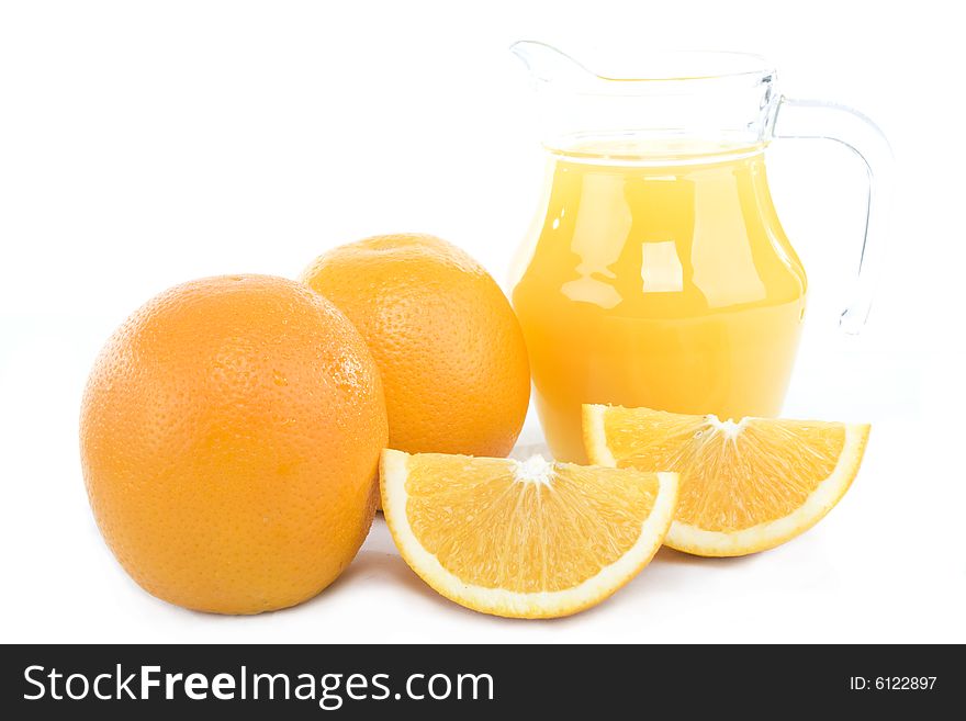 Fresh oranges and orange juice. Fresh oranges and orange juice