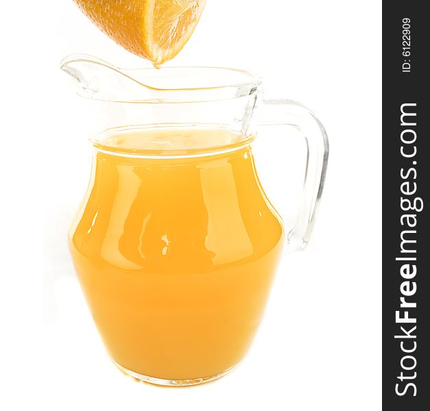 Fresh orange juice isolated on white background