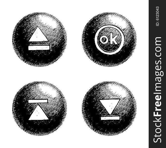 Sketchy style buttons for multimedia interface. Sketchy style buttons for multimedia interface.