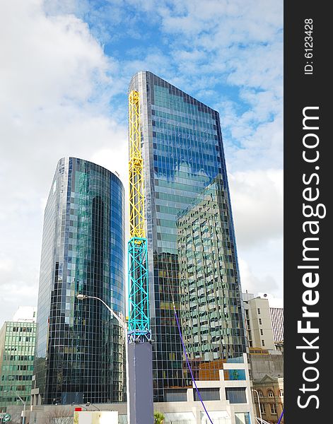 Modern building  on a background of blue sky