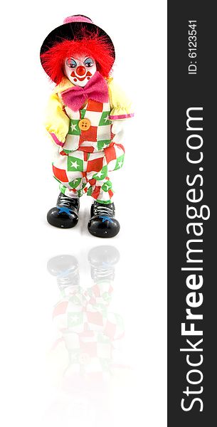 Clown with reflection isolated on a white background