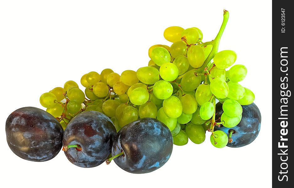 Plum and grapes