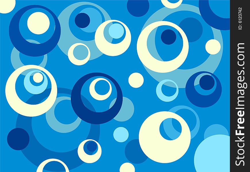 Abstract blue background with various circles vector image