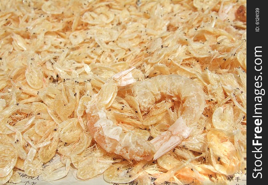 Dried shrimp in different sizes