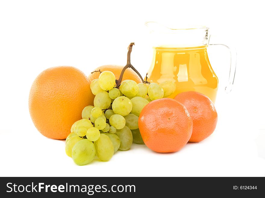 Oranges,grapes,mandarines and juice. Oranges,grapes,mandarines and juice