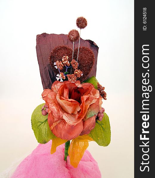 Paper flower art used in wedding ceremonies as gift with candy floss top view. Paper flower art used in wedding ceremonies as gift with candy floss top view