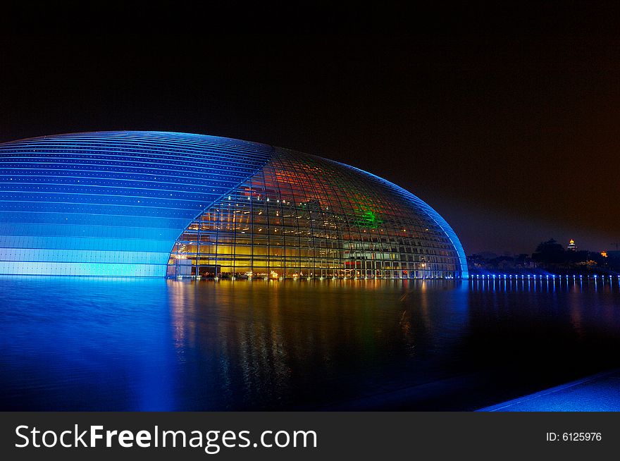 A night piece of China National Grand Theater in beijing.