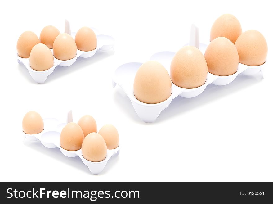 Isolated eggs over white composition. Isolated eggs over white composition