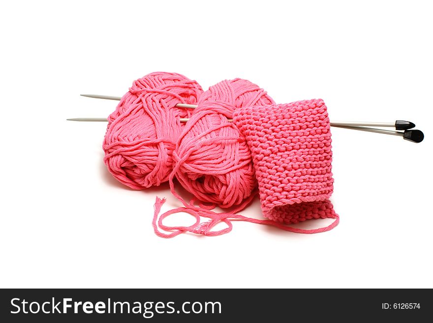 Pink Yarn And Needles