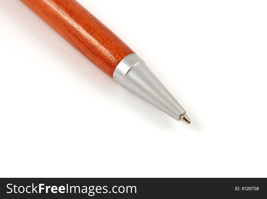 Wooden ballpoint pen isolated in studio