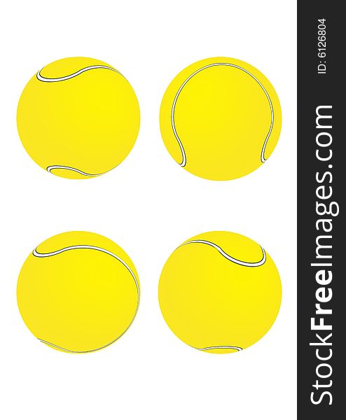 A selection of yellow tennis balls seen from 4 slightly different angles. A selection of yellow tennis balls seen from 4 slightly different angles.
