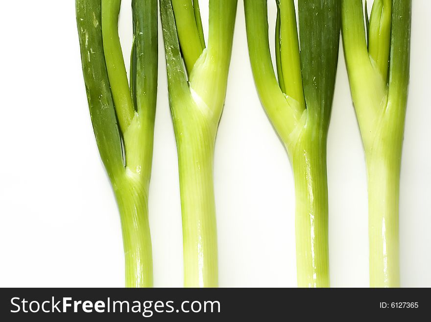 Abstract of a stack of fresh green onions. Abstract of a stack of fresh green onions.