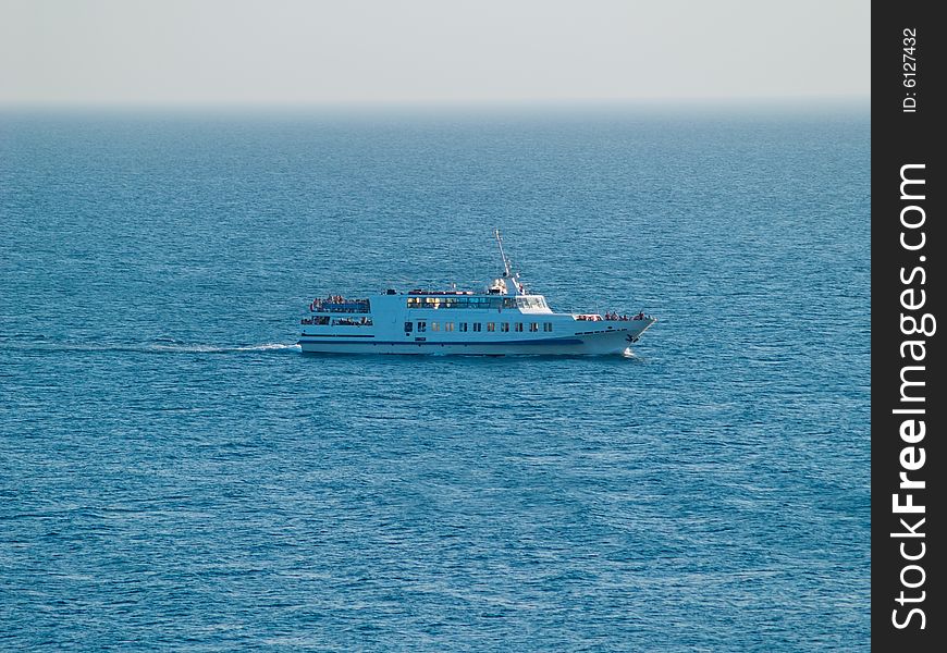 Evening voyage in blue sea