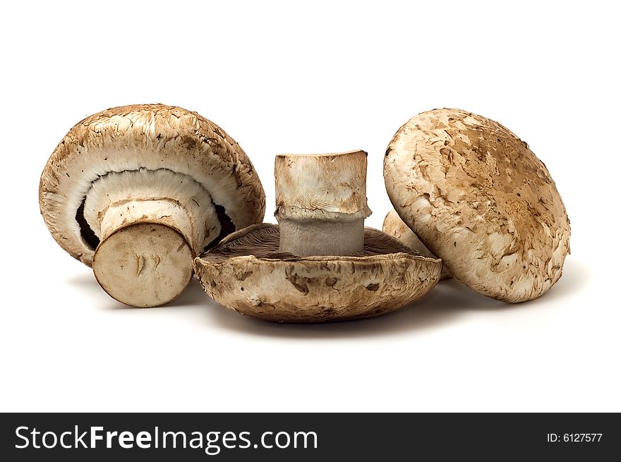 Mushrooms.Isolated on white.Food ingredients.