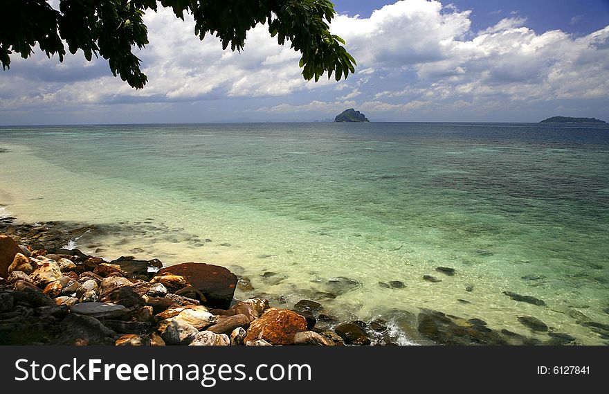 An view of Phi Phi Don island off the east coast of Phuket Thialand. An view of Phi Phi Don island off the east coast of Phuket Thialand.