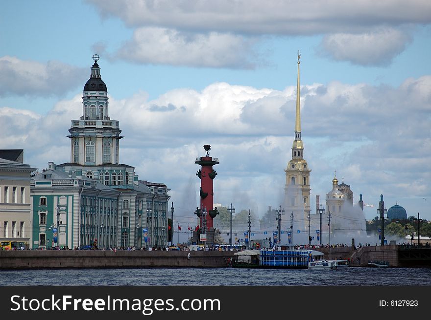 Center of city in the day-time, Saint-Petersburg, Russia