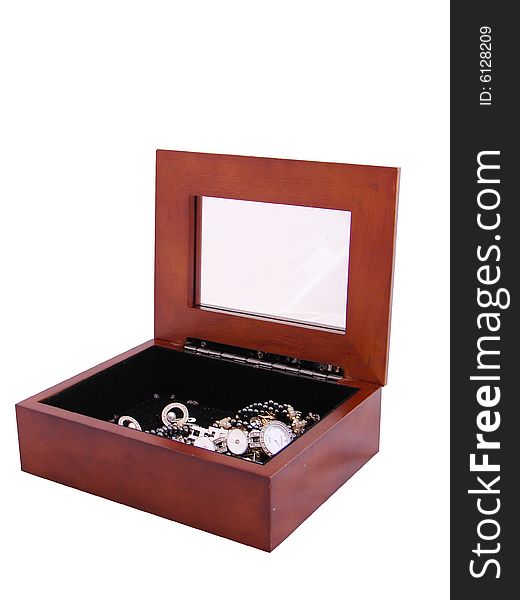 A jewelry box with a mirror