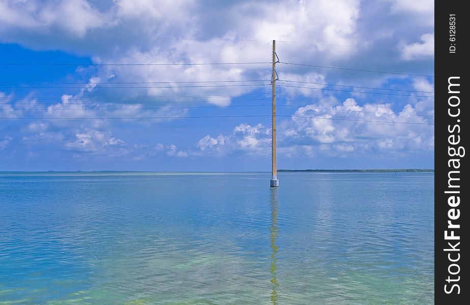 Telephone line standing in the water