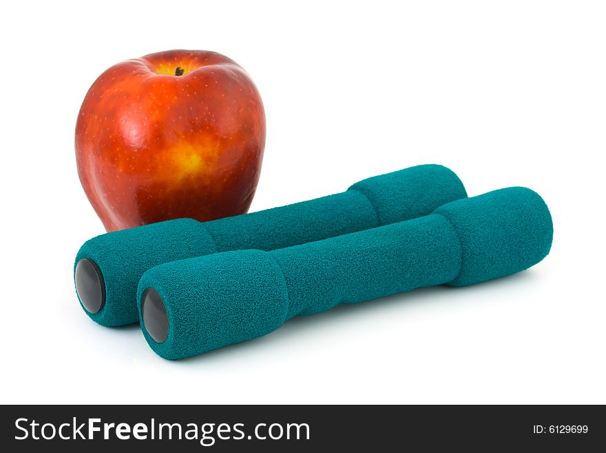 Apple and dumbbells