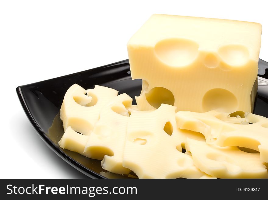 Fresh cheese on a white background