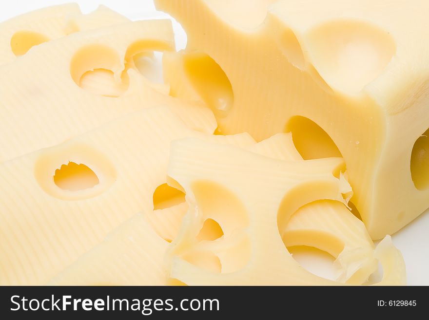Fresh cheese on a white background