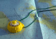 Map And Compass Stock Photo Map And Compass Stock Photo