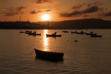 Boats In The Inlet At Sunset Stock Photography Boats In The Inlet At Sunset Stock Photography