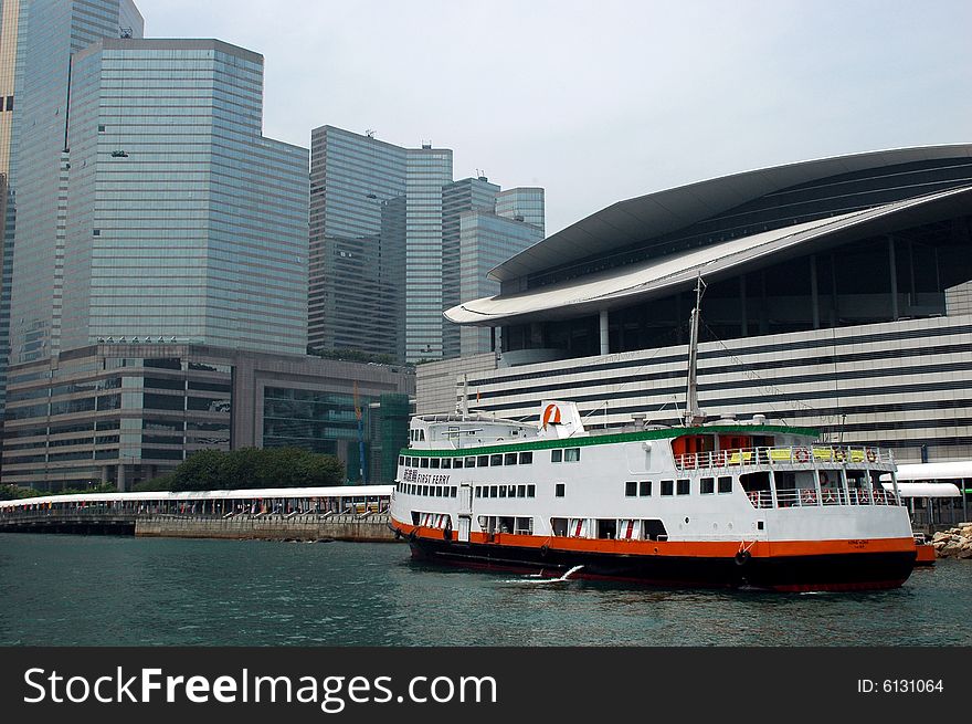 Hongkong Harbour With Ship