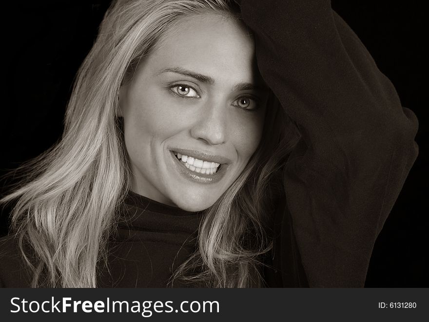 Gorgeous Blond lady model on Black Background. Gorgeous Blond lady model on Black Background