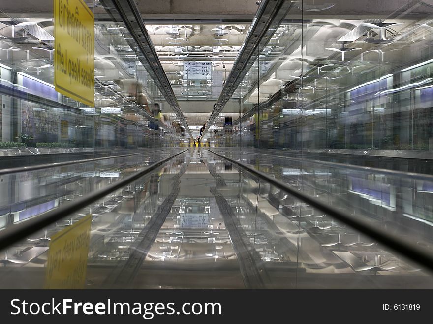 A fast walkway in an airport  at Asia