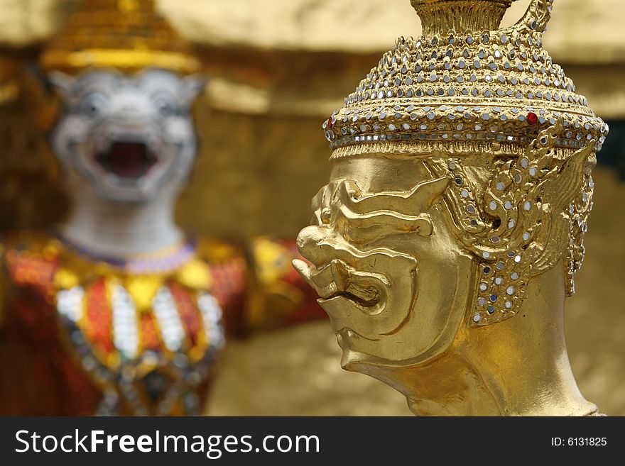 A guardian in a temple at Bangkok, Thailand. A guardian in a temple at Bangkok, Thailand