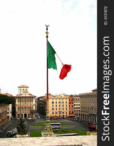 Rome-the venezia place and the italian flag