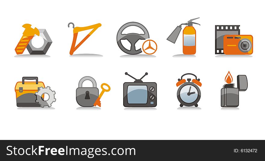 Industry icons set, including ten icons