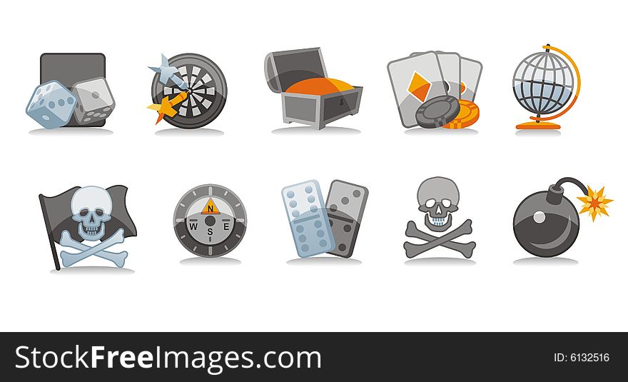 Gamble icons set, including ten illustrations