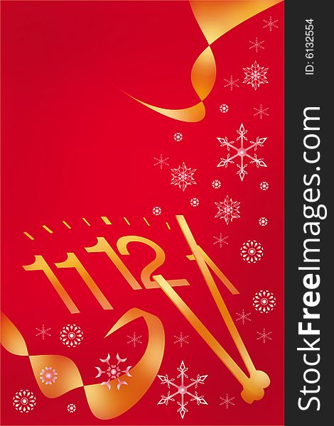 Abstract New Year background with snowflakes...isolated over red