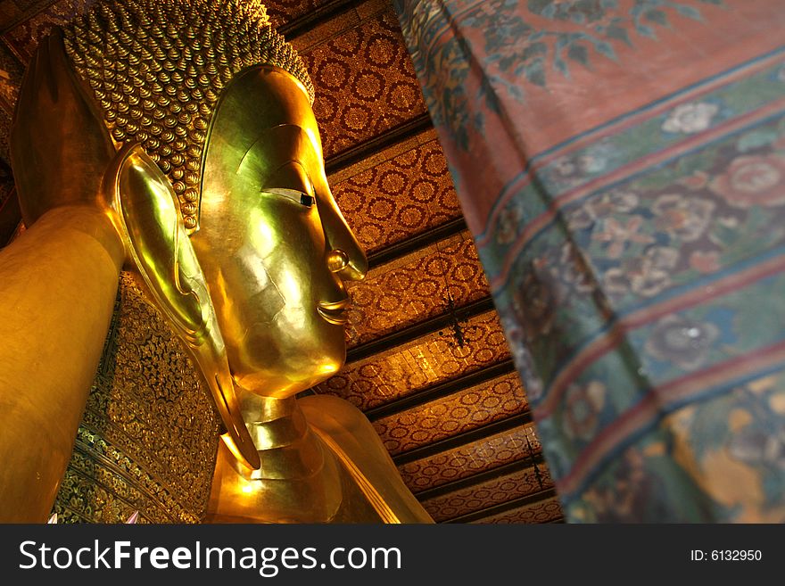 A recline Buddha in a palace at Bangkok. A recline Buddha in a palace at Bangkok