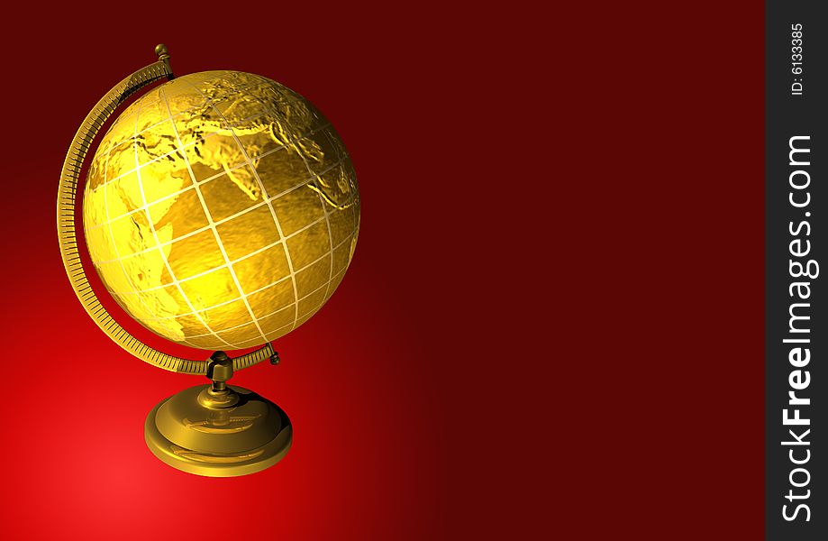 Golden globe in gradient background