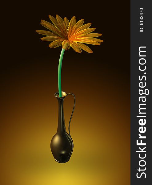 3d flower in the vase in gradient background