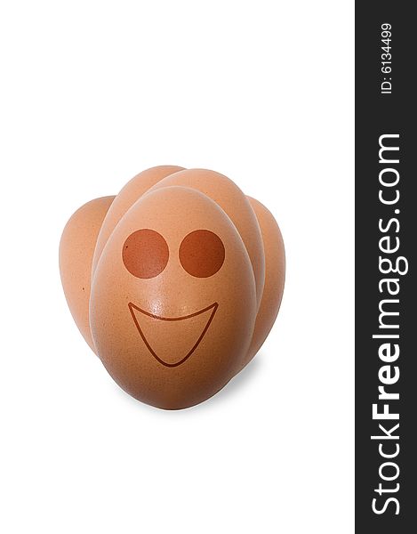 Funny eggs on white background