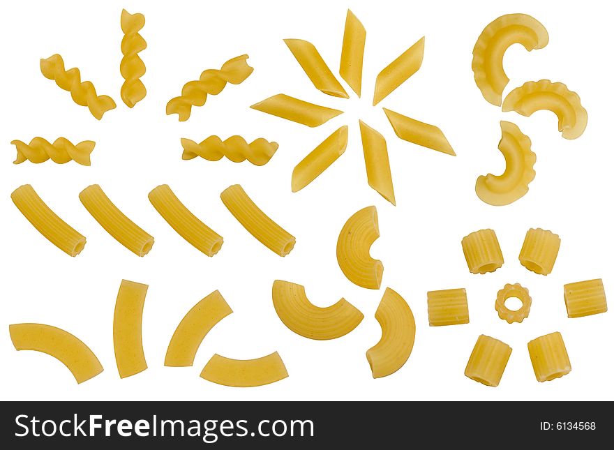 Macaroni products (macro on a white background). Macaroni products (macro on a white background)